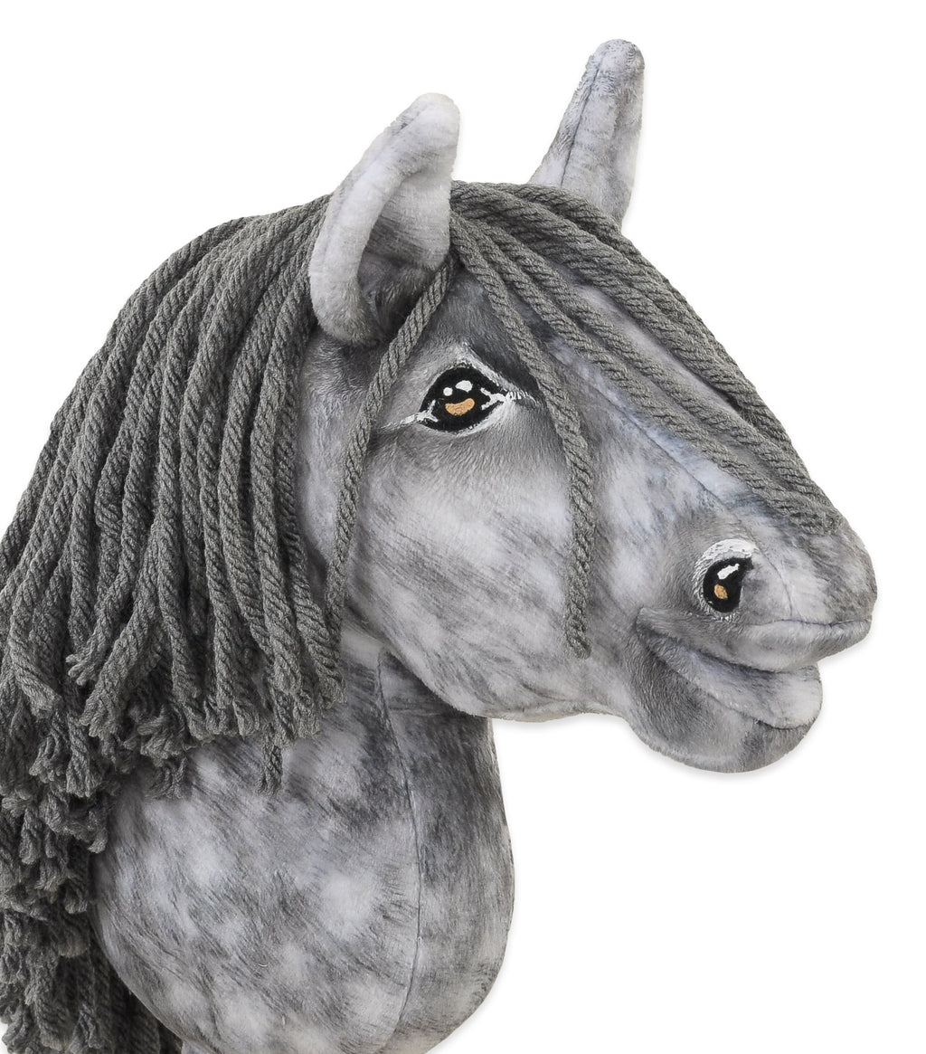 Horse on a stick Super Hobby Horse Premium  dapple grey horse with a grey mane A5
