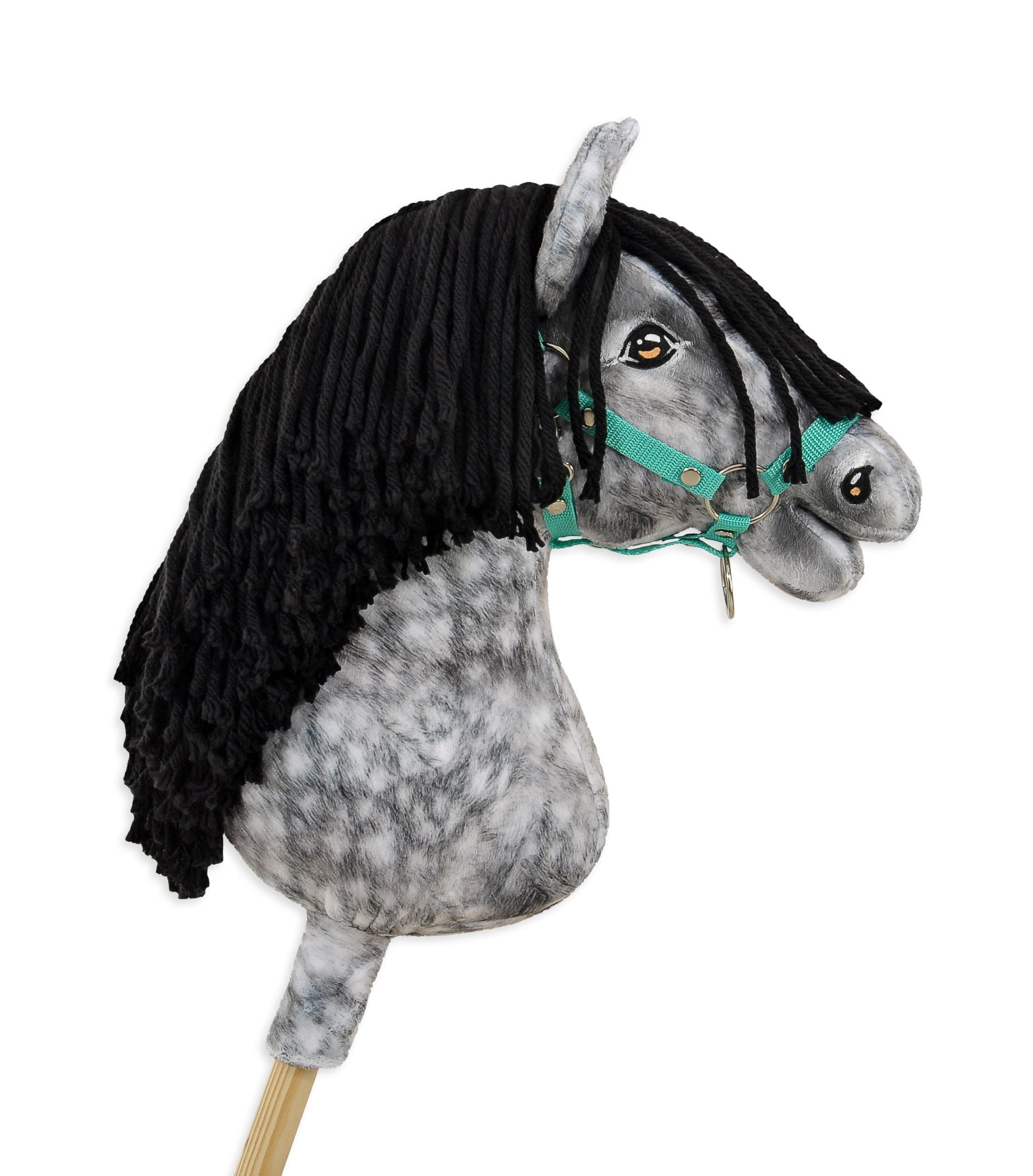 Horse on a stick Super Hobby Horse Premium - dapple grey horse with a black mane A3