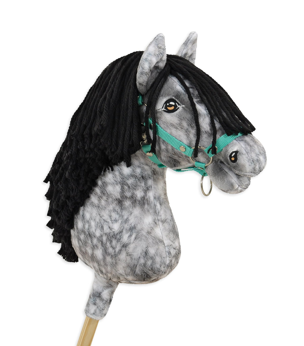 Horse on a stick Super Hobby Horse Premium - dapple grey horse with a black mane A3
