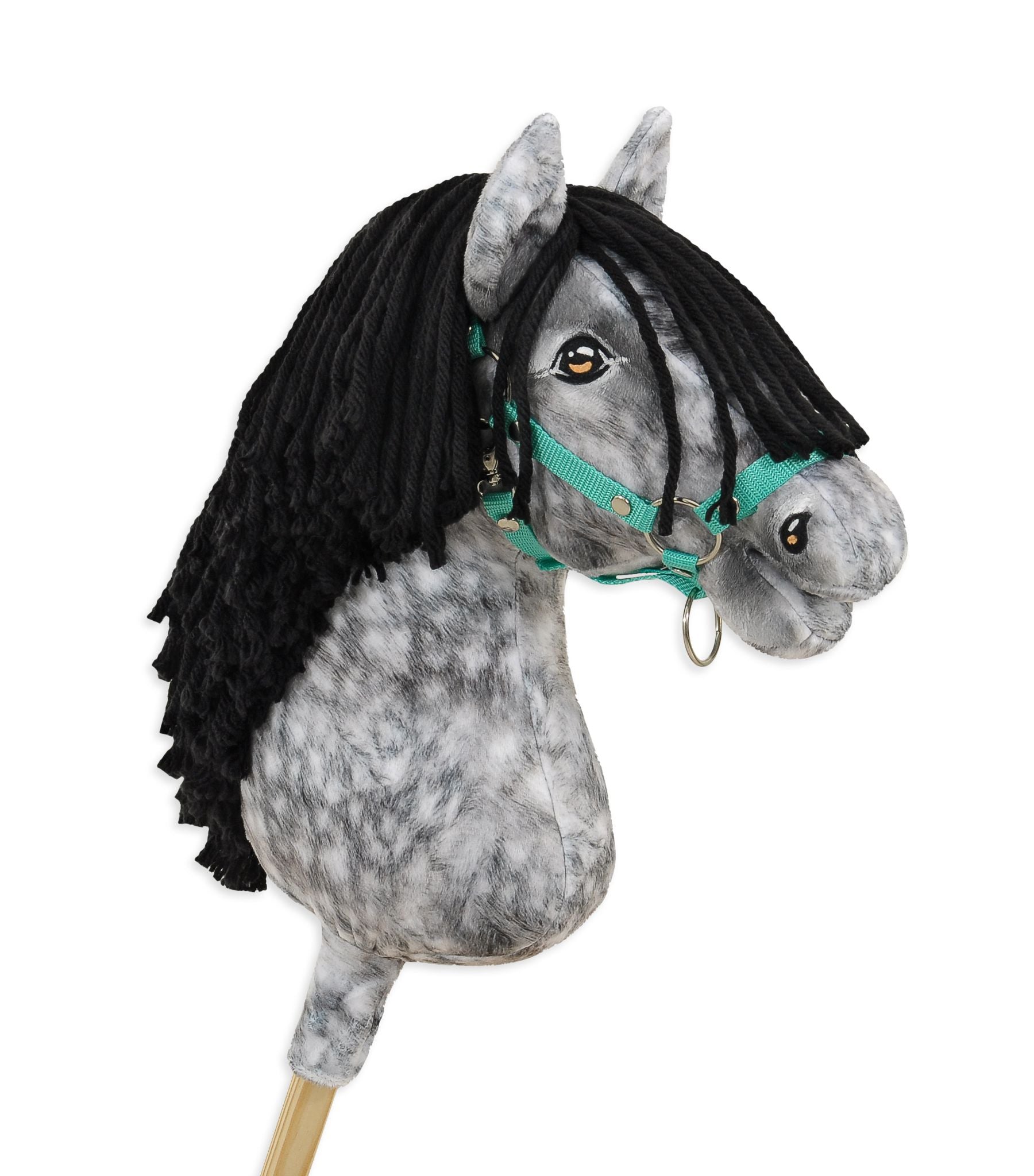 Horse on a stick Super Hobby Horse Premium - dapple grey horse with a black mane A3