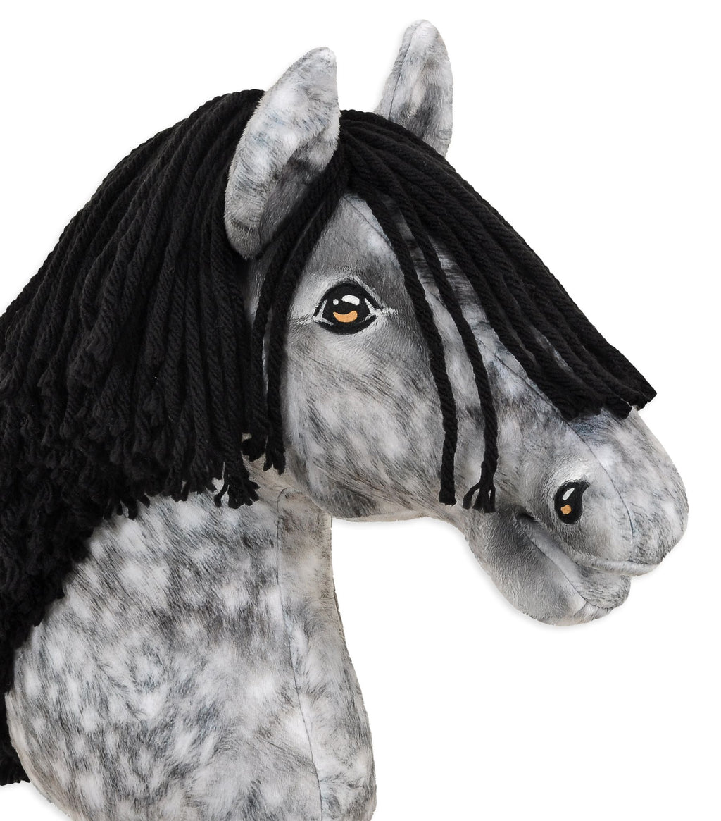 Horse on a stick Super Hobby Horse Premium - dapple grey horse with a black mane A3