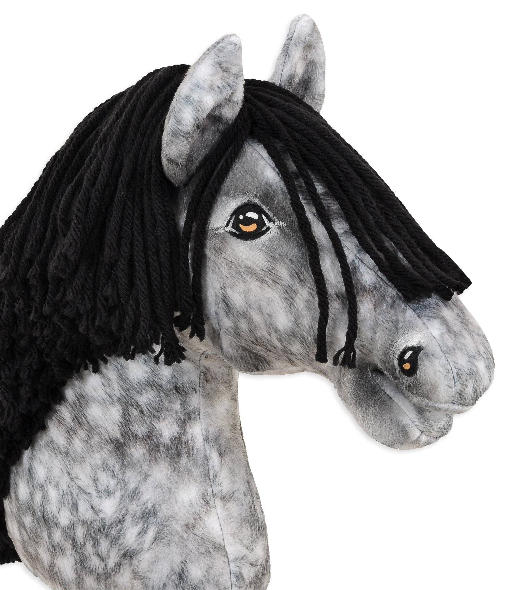 Horse on a stick Super Hobby Horse Premium - dapple grey horse with a black mane A3