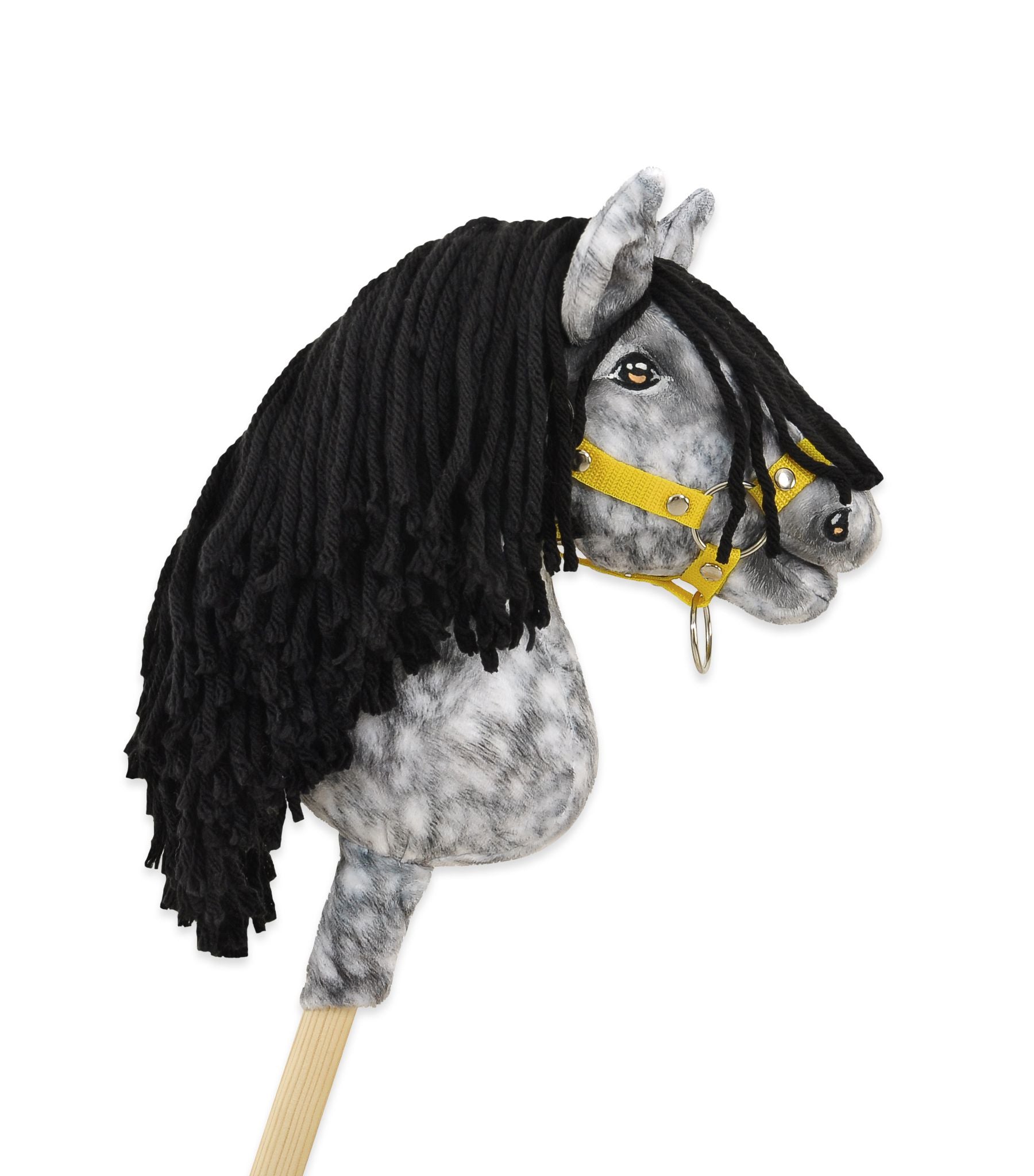 Horse on a stick Super Hobby Horse Premium - dapple grey horse with a black mane A4