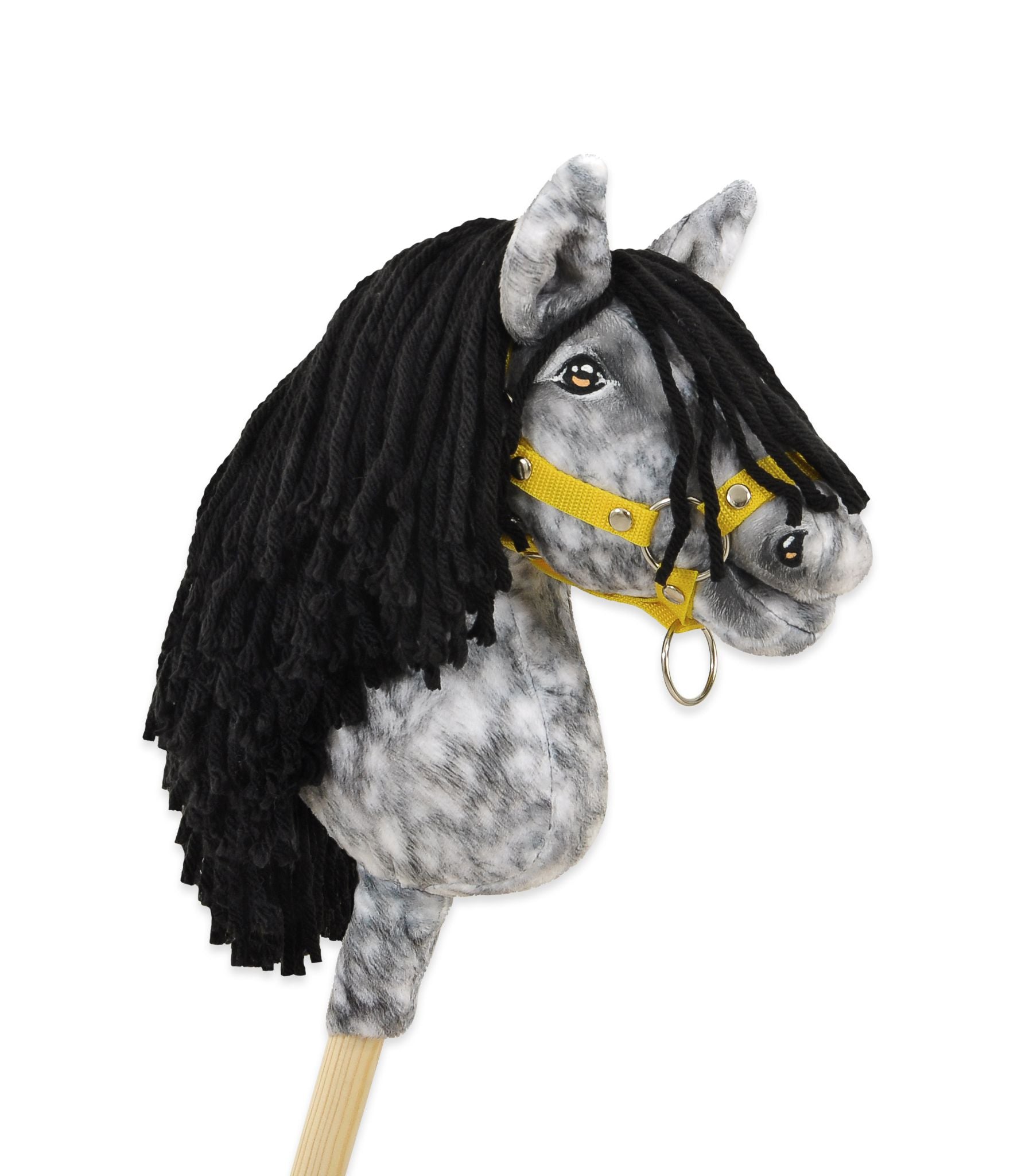 Horse on a stick Super Hobby Horse Premium - dapple grey horse with a black mane A4