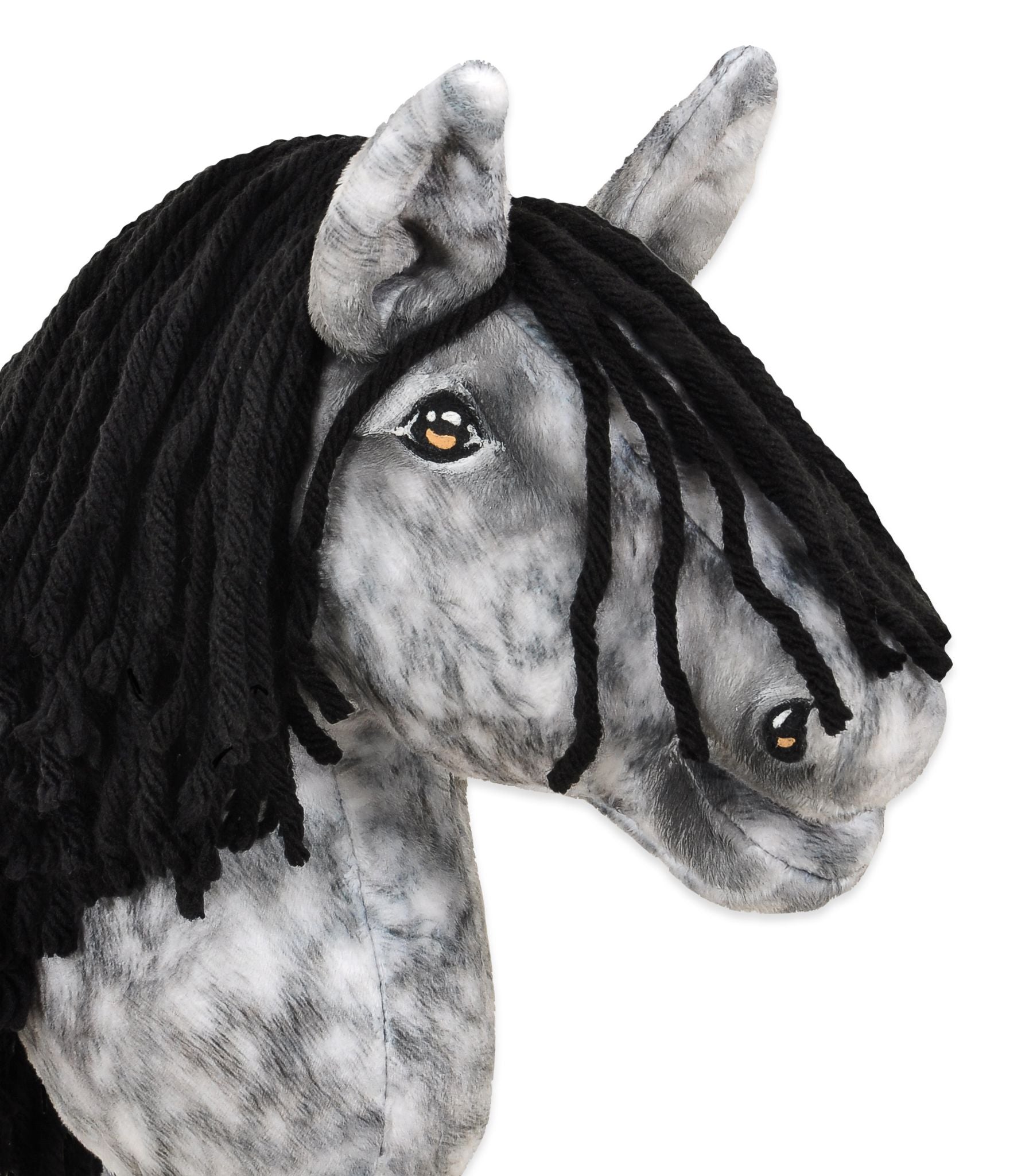 Horse on a stick Super Hobby Horse Premium - dapple grey horse with a black mane A4