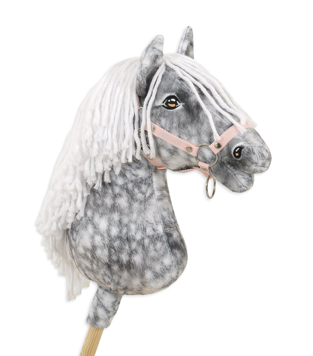 Horse on a stick Super Hobby Horse Premium - dapple grey horse with a white mane A3