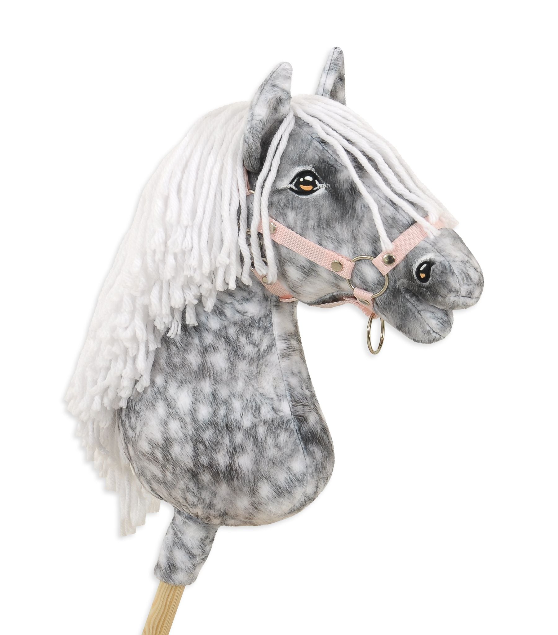 Horse on a stick Super Hobby Horse Premium - dapple grey horse with a white mane A3
