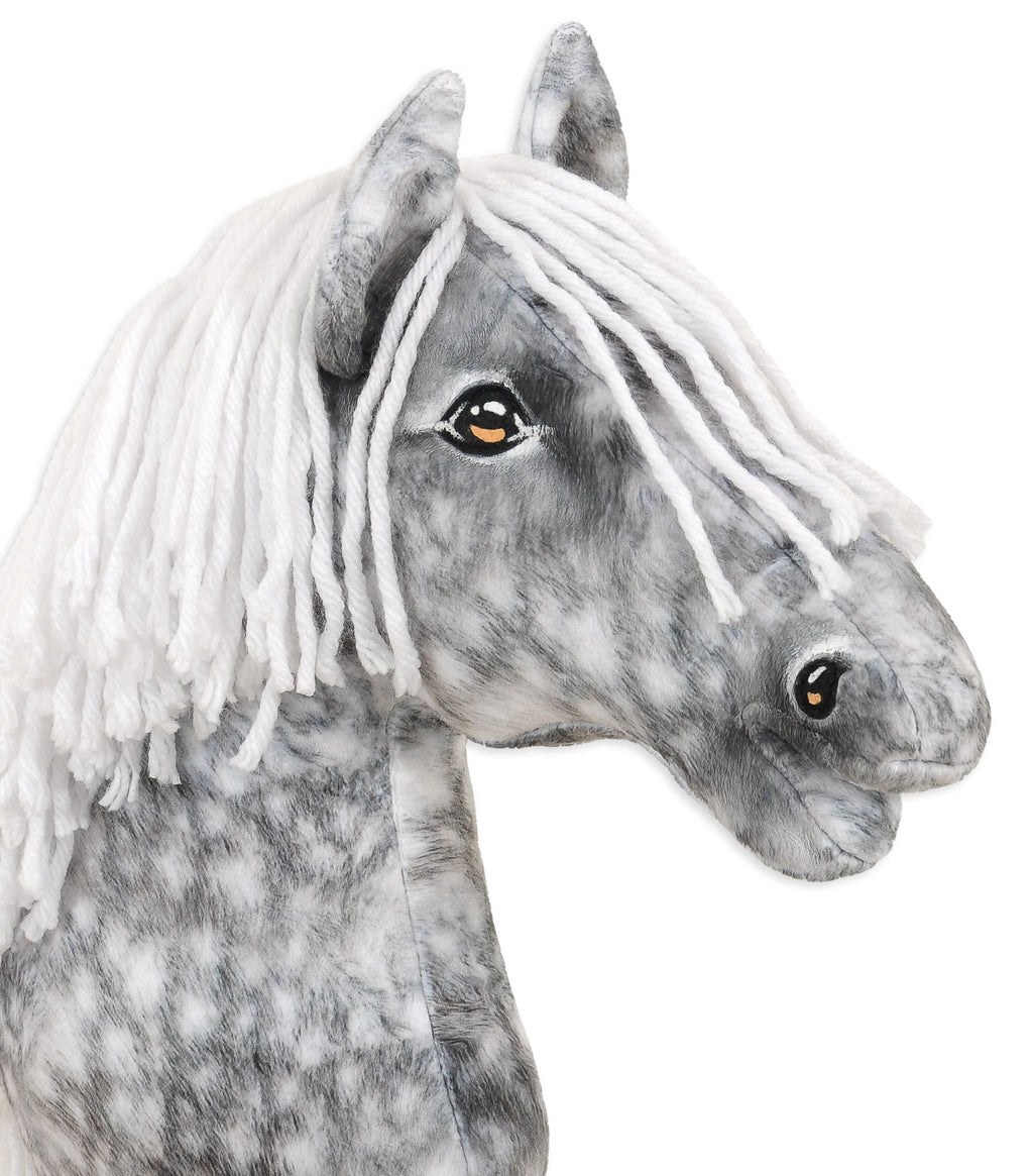 Horse on a stick Super Hobby Horse Premium - dapple grey horse with a white mane A3