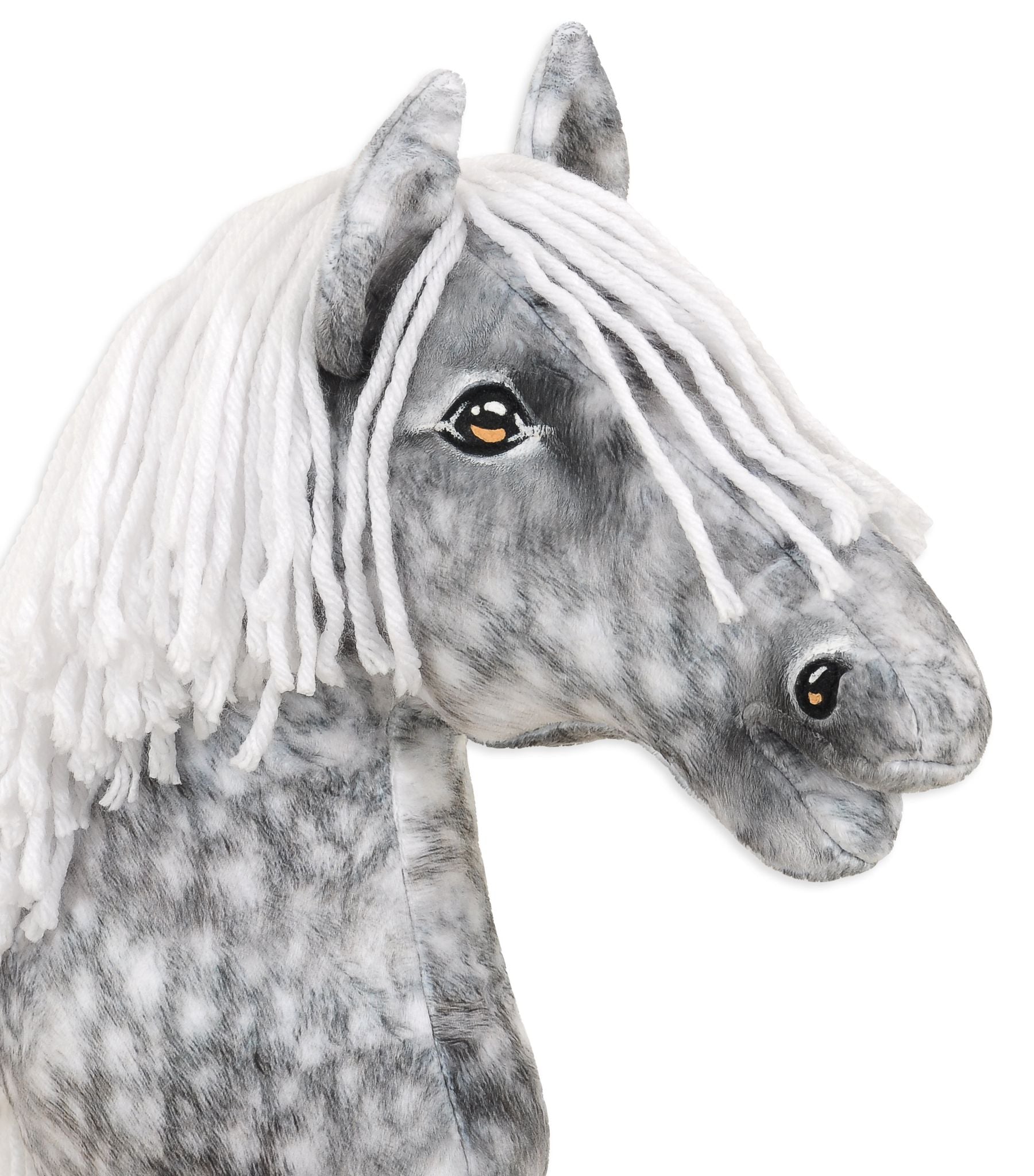 Horse on a stick Super Hobby Horse Premium - dapple grey horse with a white mane A3