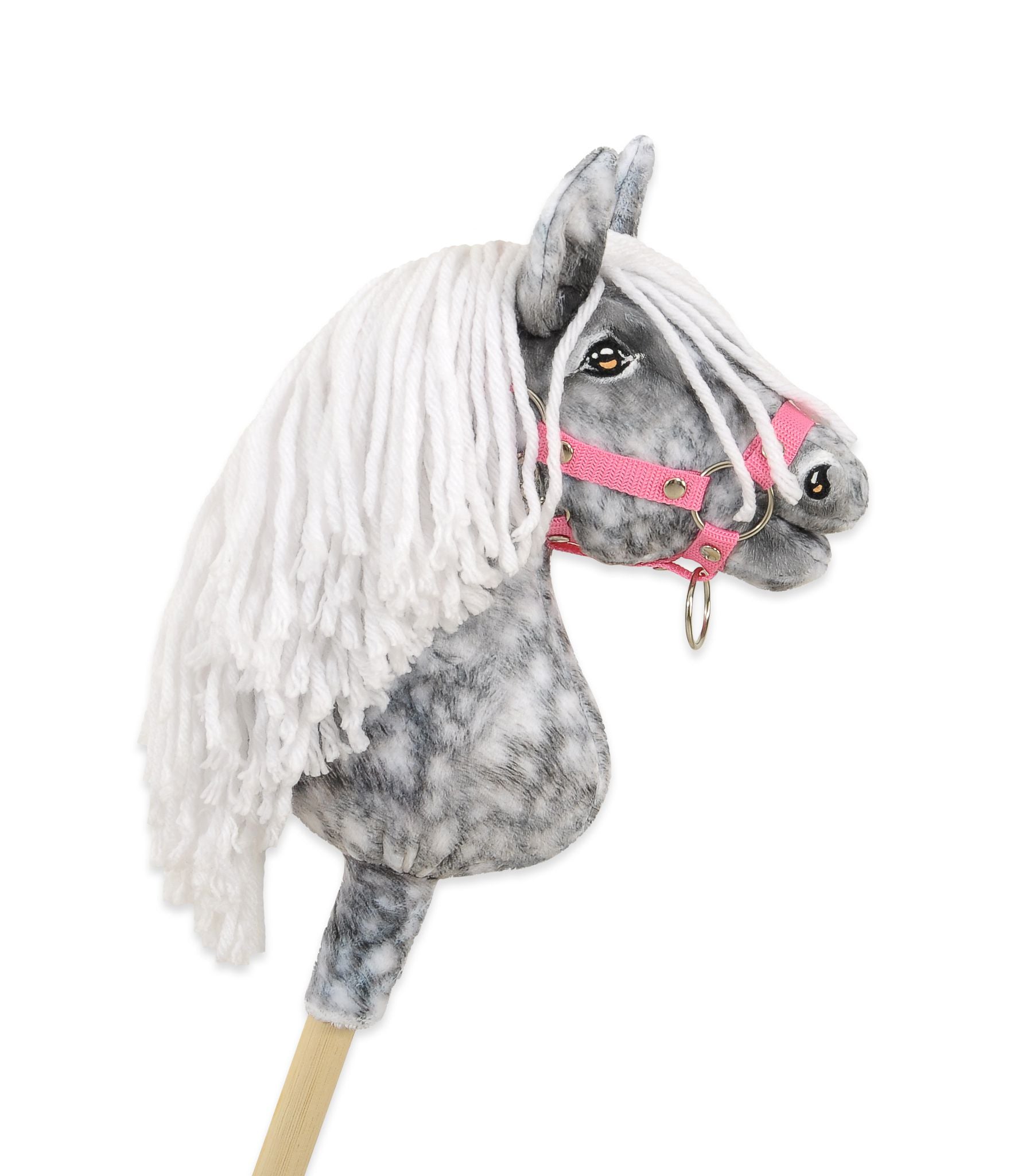 Horse on a stick Super Hobby Horse Premium - dapple grey horse with a white mane A4