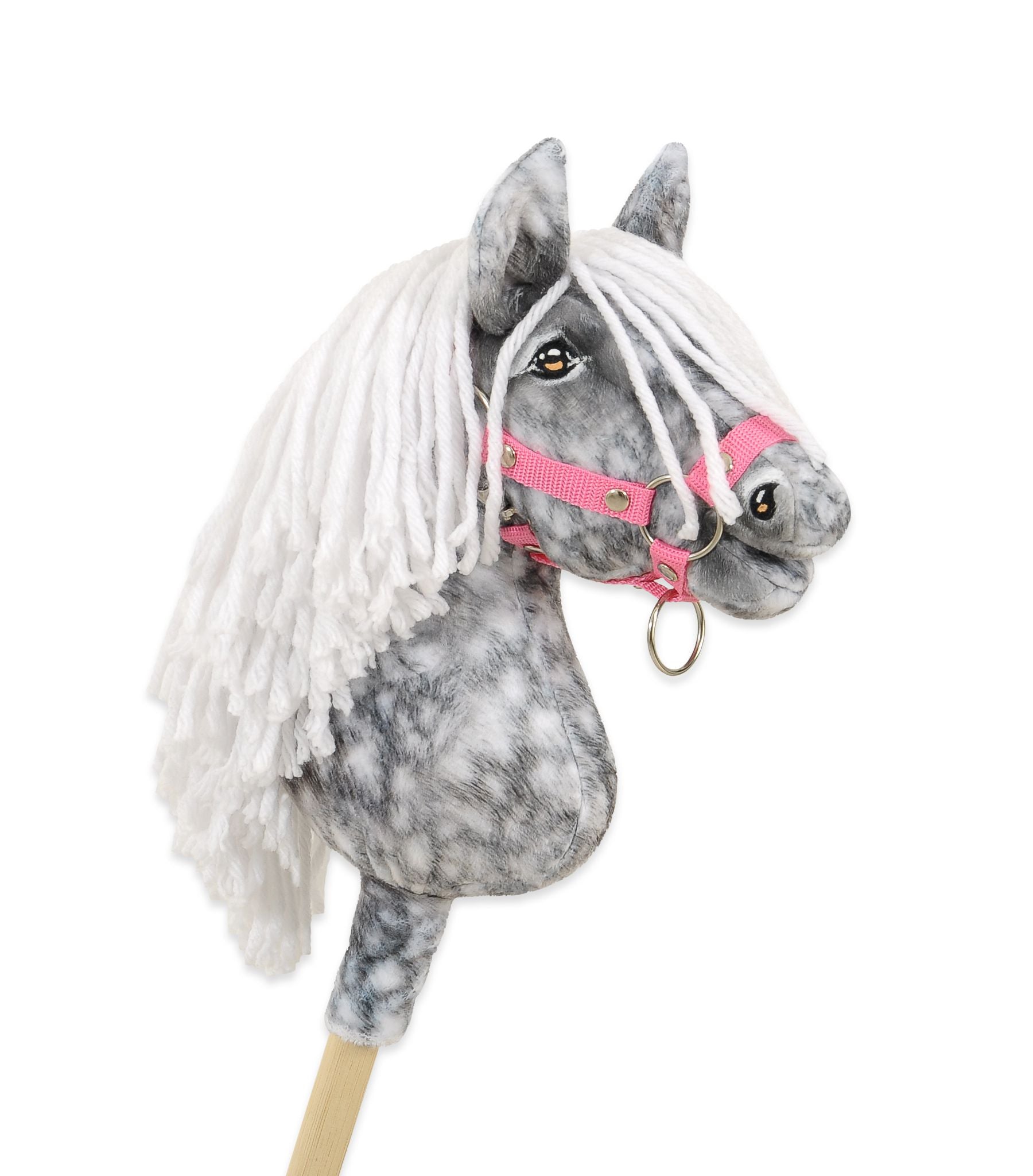 Horse on a stick Super Hobby Horse Premium - dapple grey horse with a white mane A4