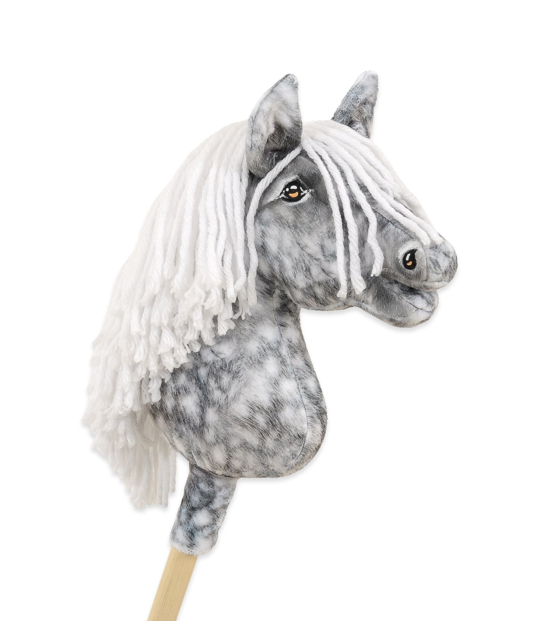 Horse on a stick Super Hobby Horse Premium - dapple grey horse with a white mane A4