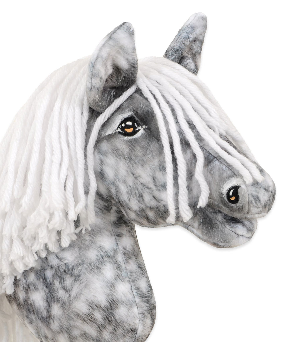Horse on a stick Super Hobby Horse Premium - dapple grey horse with a white mane A4