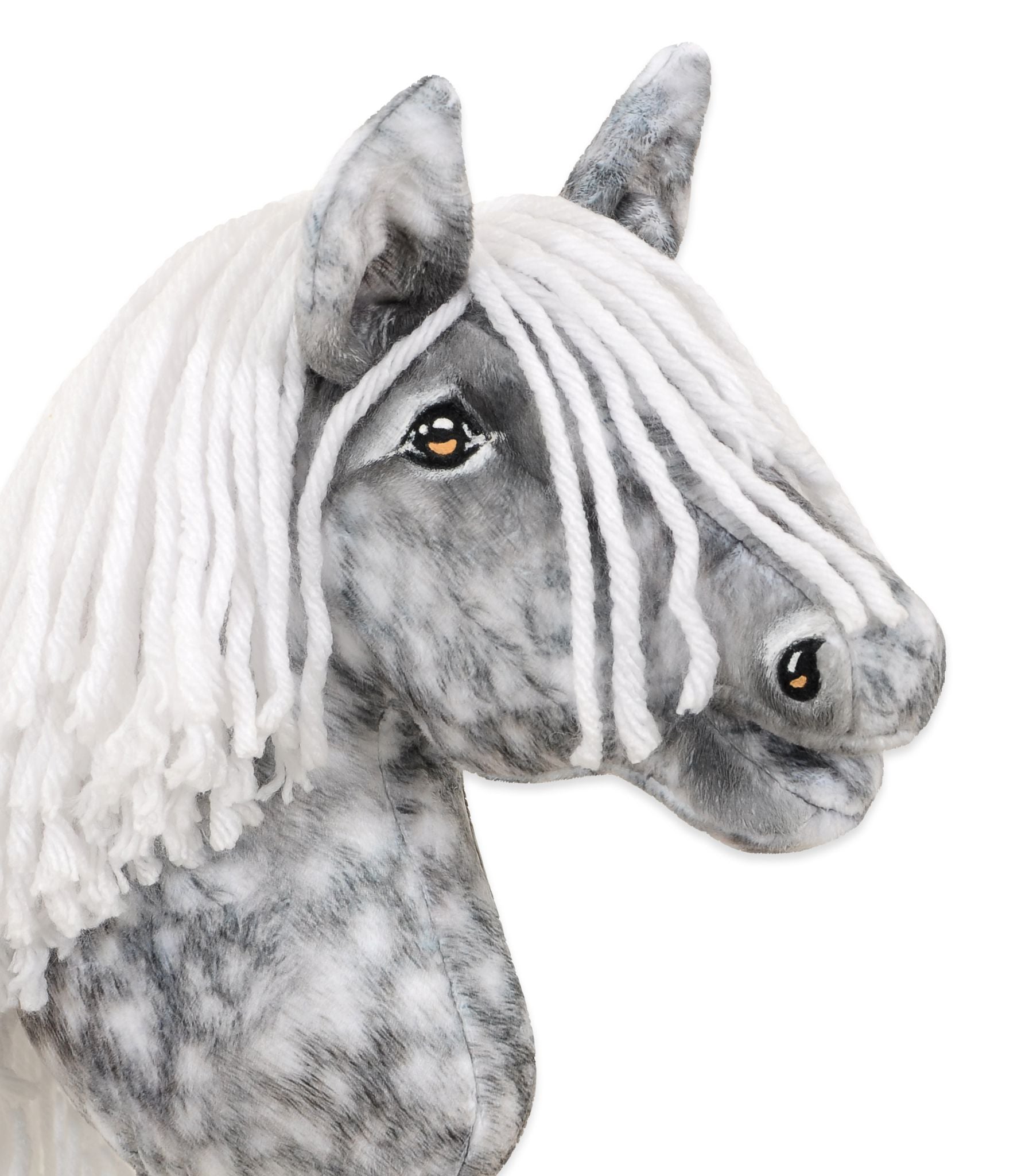 Horse on a stick Super Hobby Horse Premium - dapple grey horse with a white mane A4