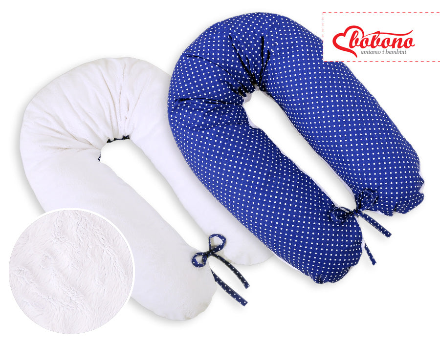 Pregnancy pillow- double-sided- Navy blue with white polka