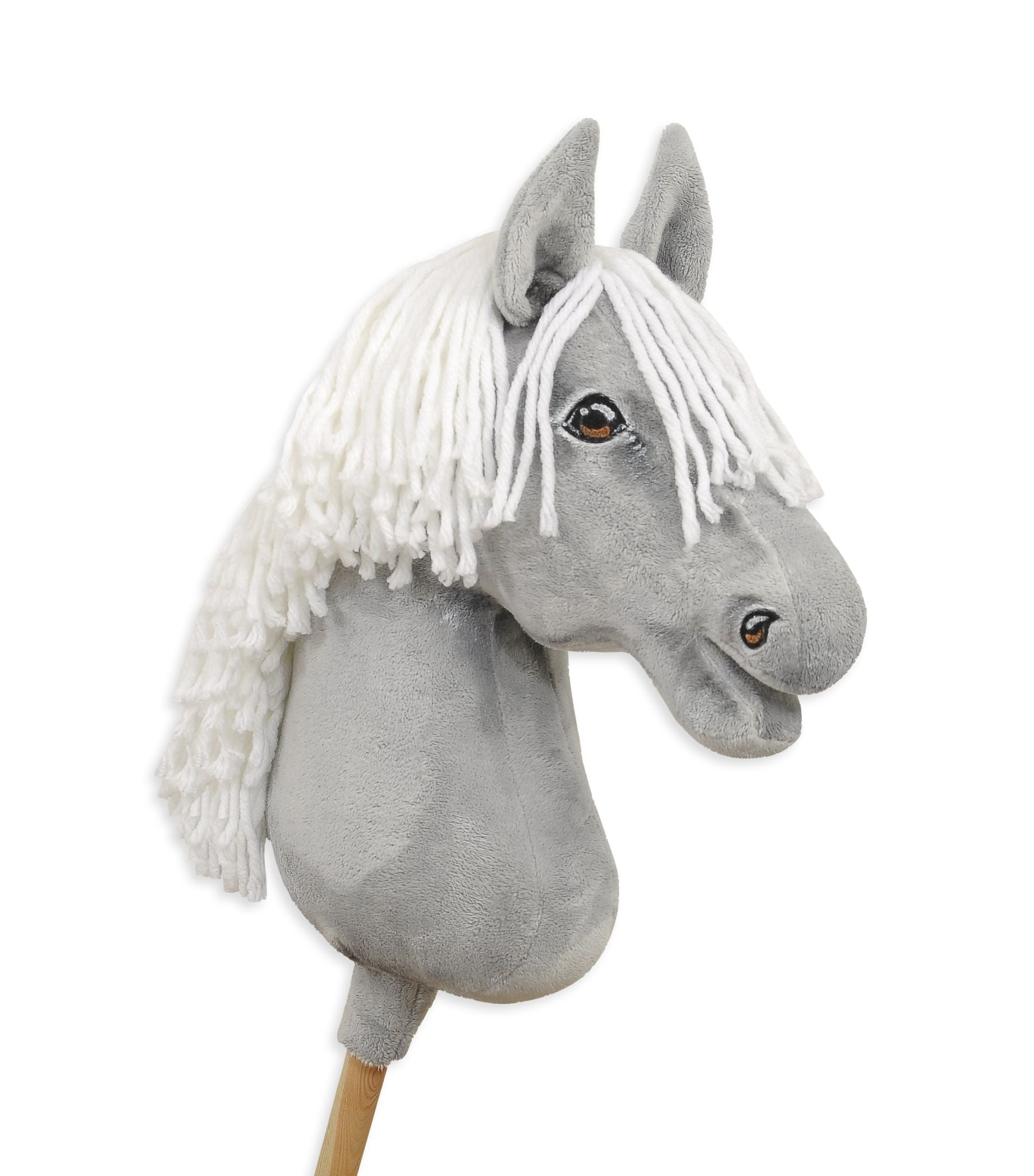Horse on a stick Super Hobby Horse Premium - gray horse with white mane A3