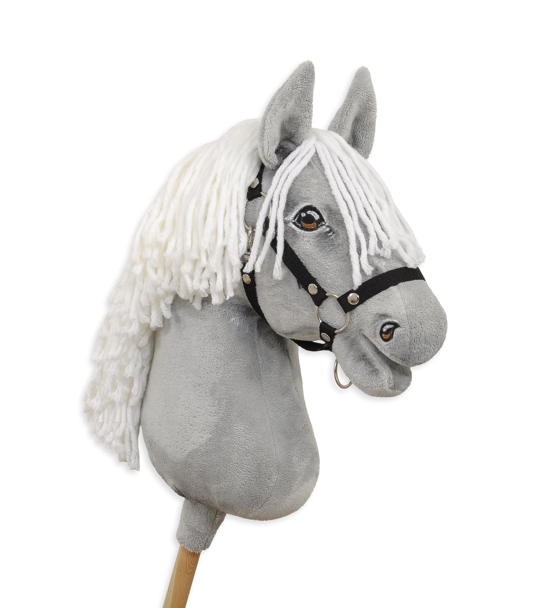 Horse on a stick Super Hobby Horse Premium - gray horse with white mane A3