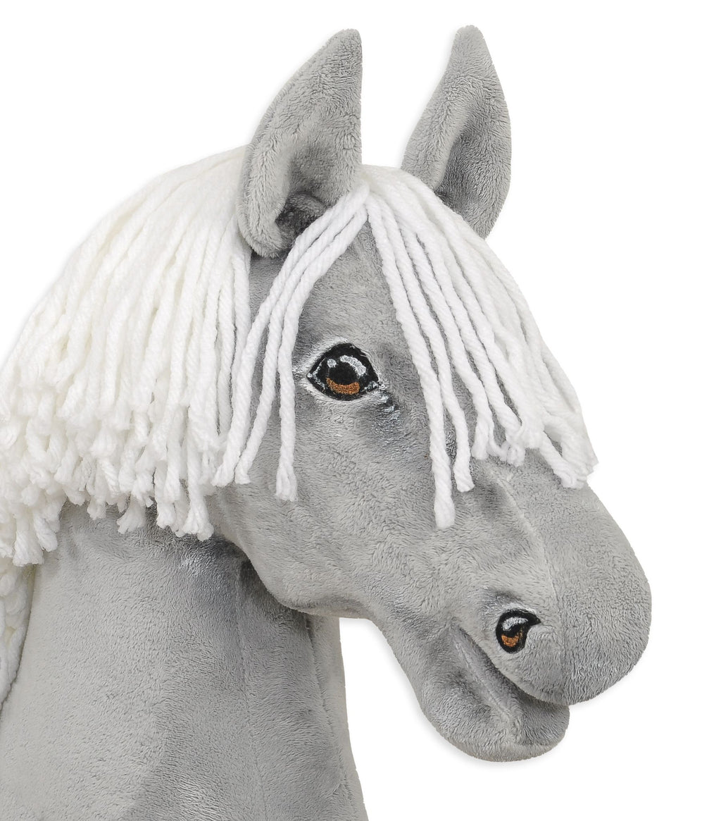 Horse on a stick Super Hobby Horse Premium - gray horse with white mane A3