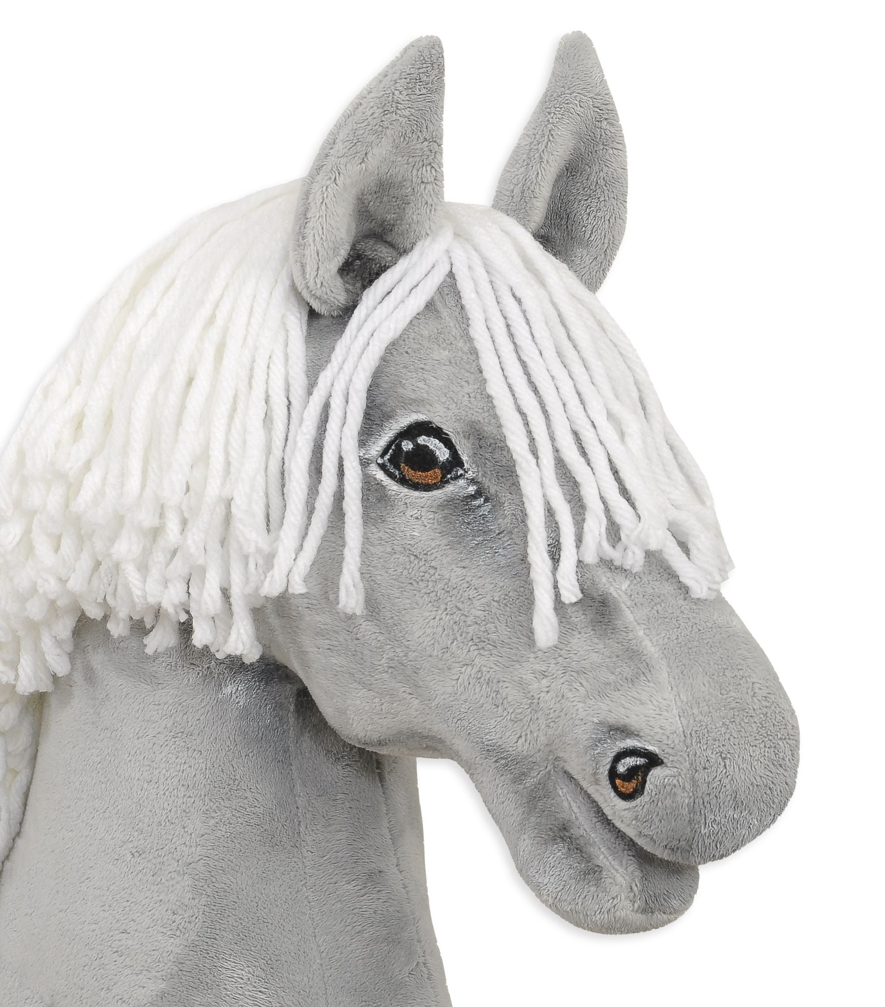 Horse on a stick Super Hobby Horse Premium - gray horse with white mane A3