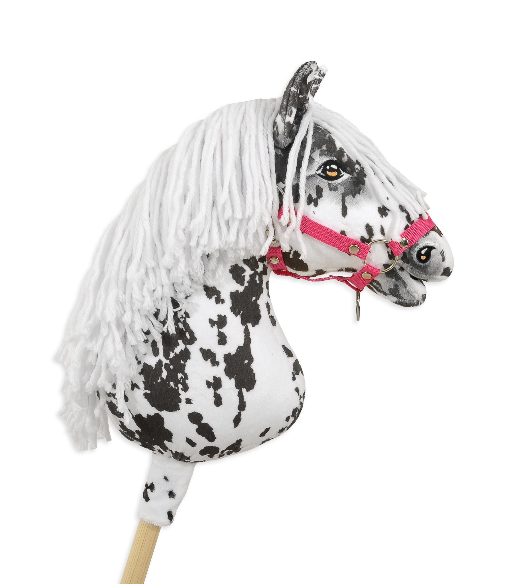 Horse on a stick Super Hobby Horse Premium - leopard horse with a white mane A3