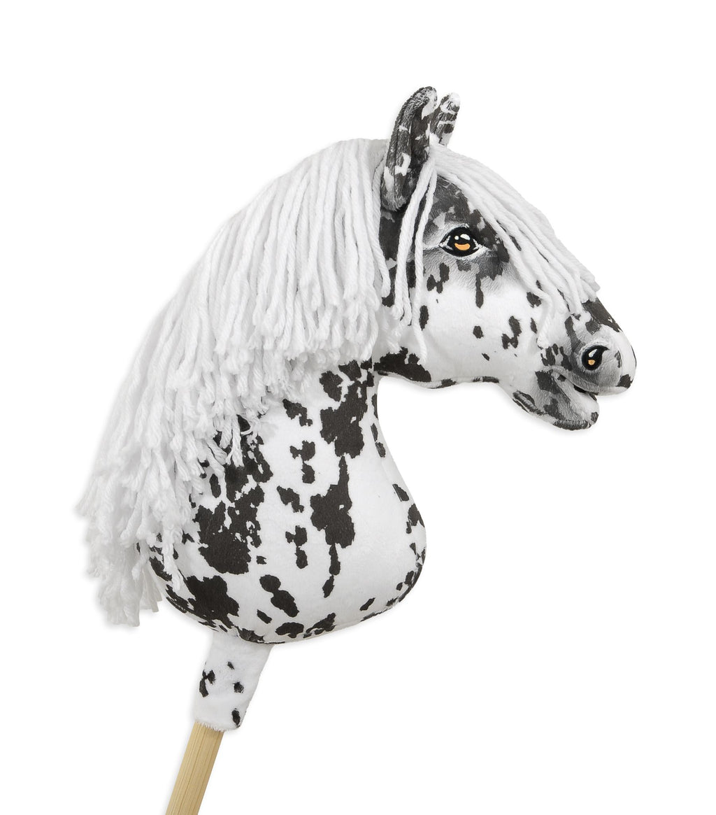 Horse on a stick Super Hobby Horse Premium - leopard horse with a white mane A3