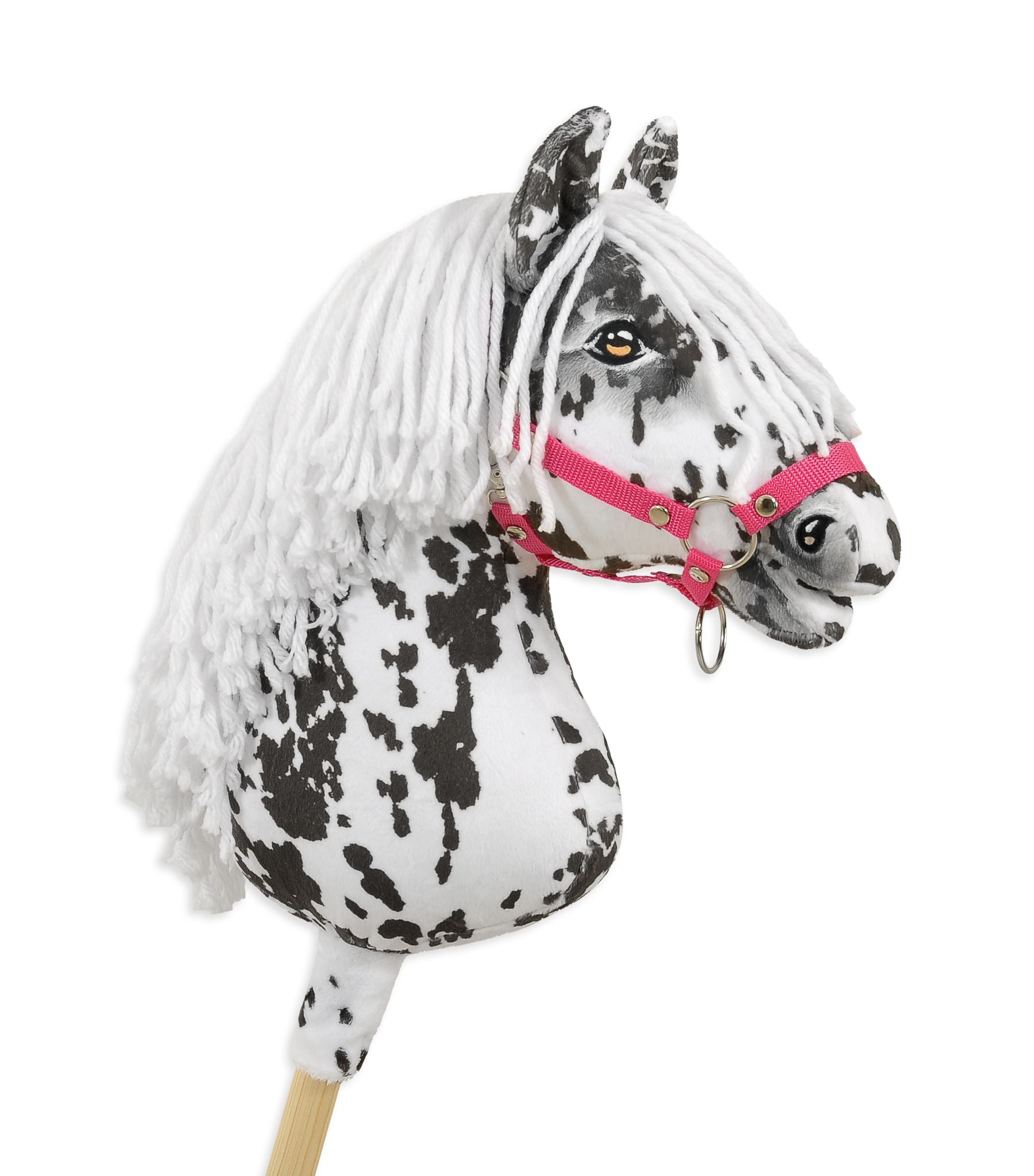 Horse on a stick Super Hobby Horse Premium - leopard horse with a white mane A3