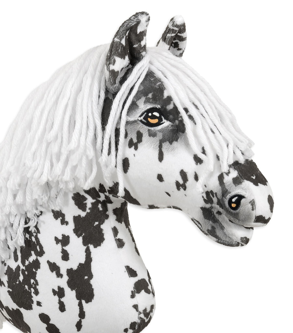 Horse on a stick Super Hobby Horse Premium - leopard horse with a white mane A3