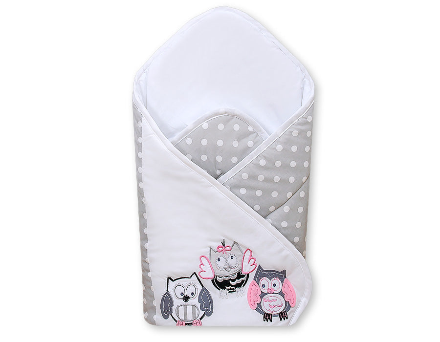 Baby nest with stiffenig- Owls Bigi Zibi & Adele grey-pink