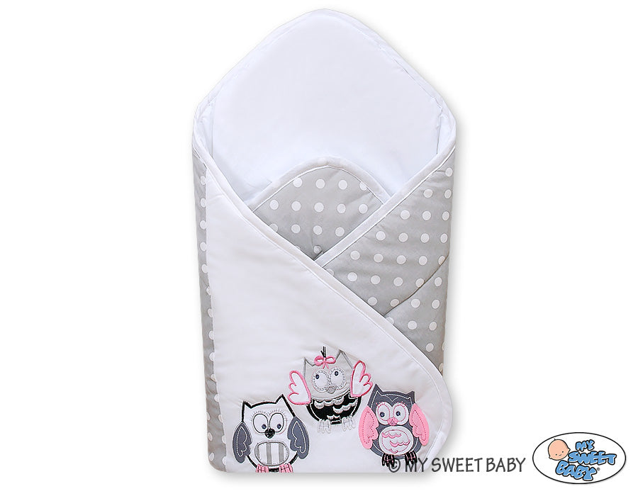 Baby nest with stiffenig- Owls Bigi Zibi & Adele grey-pink