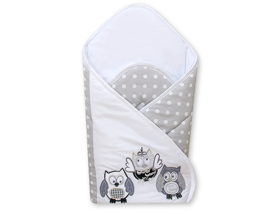 Baby nest with stiffenig- Owls Bigi Zibi & Adele grey-black