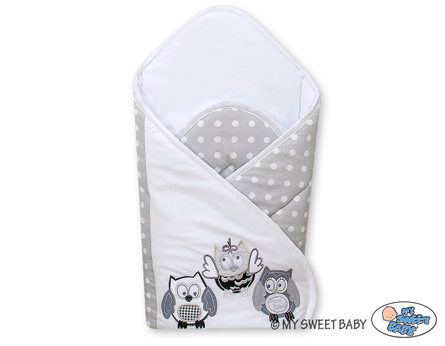 Baby nest with stiffenig- Owls Bigi Zibi & Adele grey-black