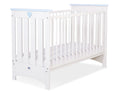 Wooden baby cot120x60cm Lorenzo III white-blue, with teething rail