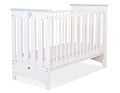 Wooden baby cot 120x60cm Lorenzo III white-grey, with teething rail
