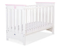 Wooden baby cot 120x60cm Lorenzo III white-pink, with teething rail