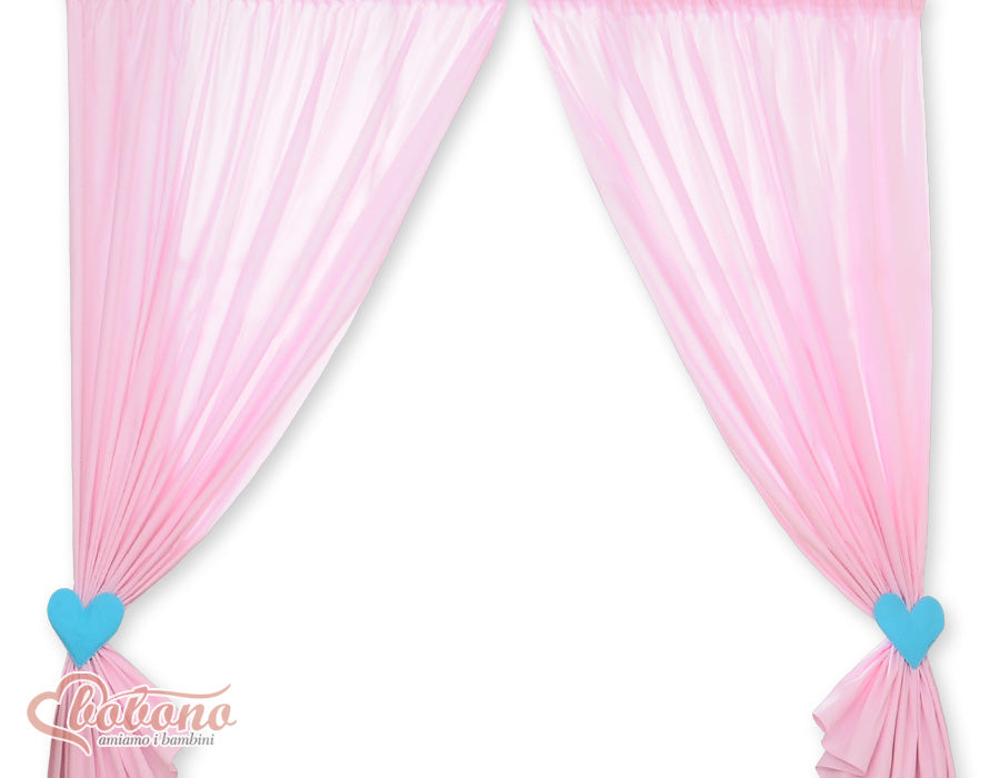Children's room curtains with hearts pink and turquoise