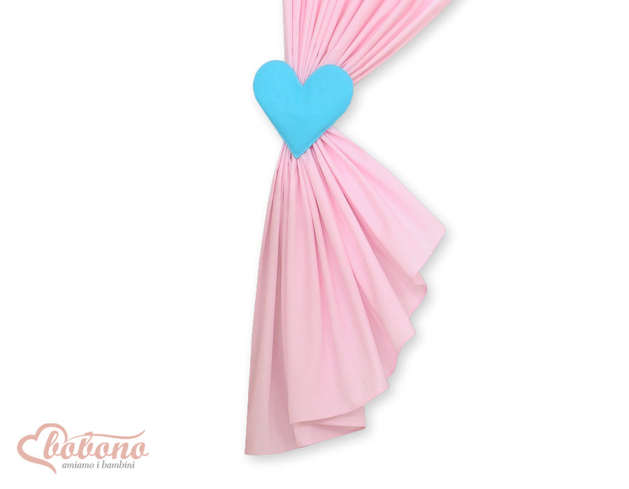 Children's room curtains with hearts pink and turquoise