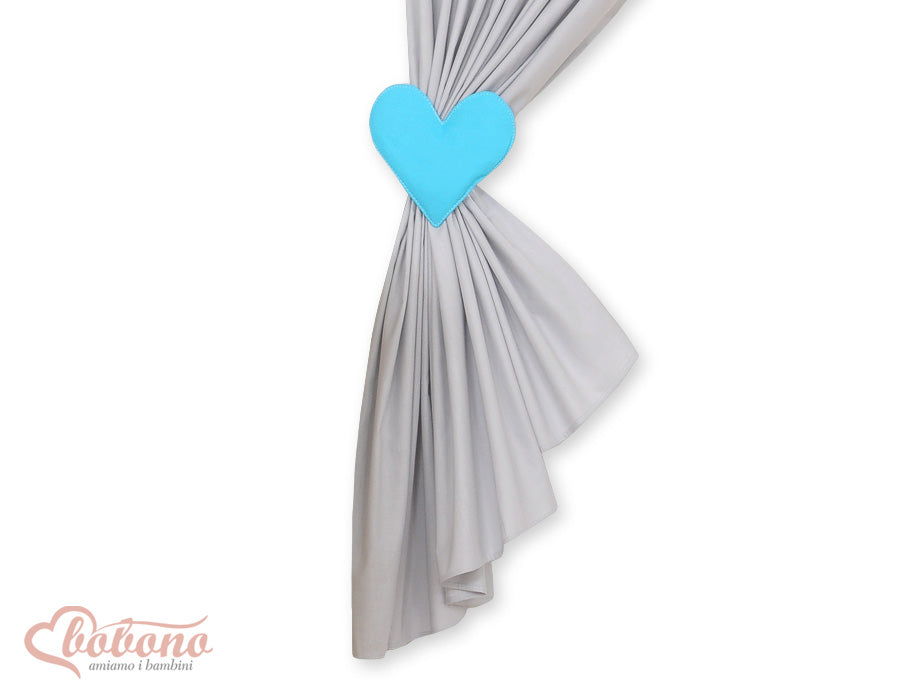 Children's room curtains with hearts grey and turquoise