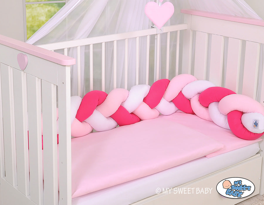 Knot bumper- white-dark pink-pink