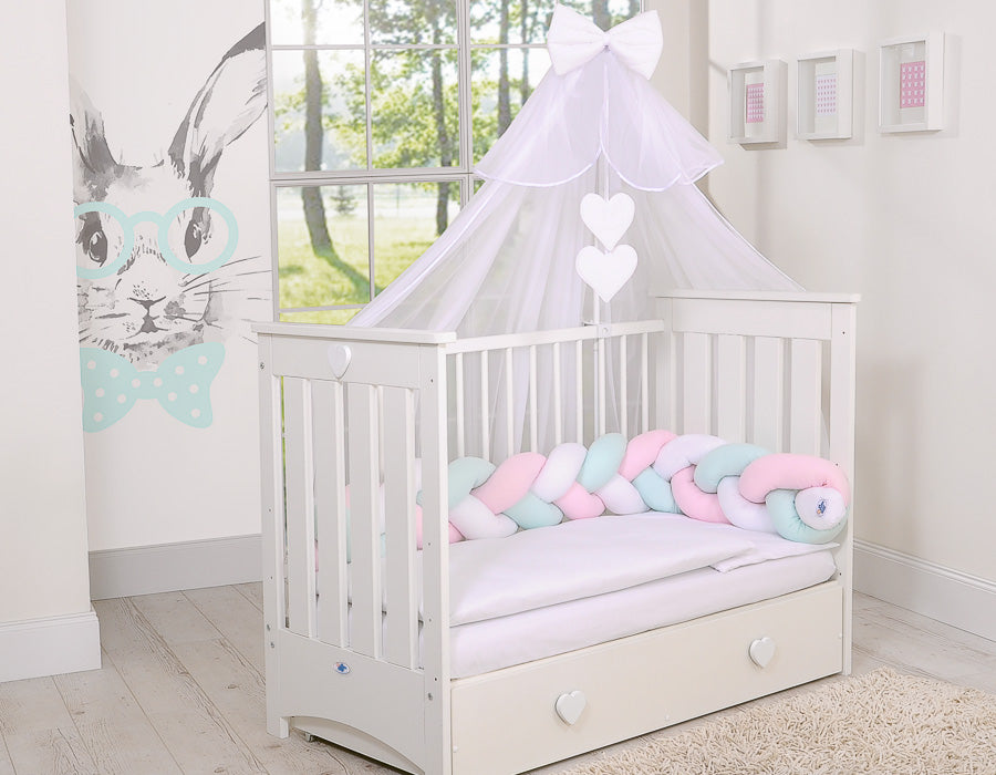 Knot bumper-  white-pink-mint