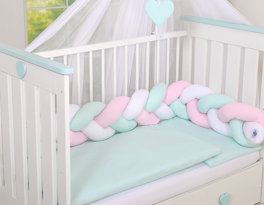 Knot bumper-  white-pink-mint