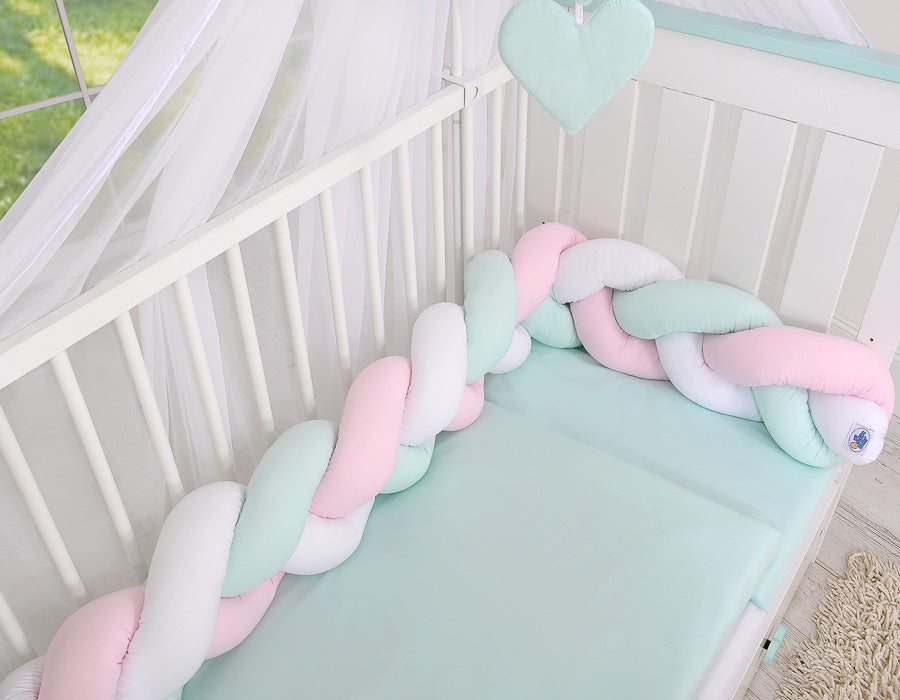 Knot bumper-  white-pink-mint