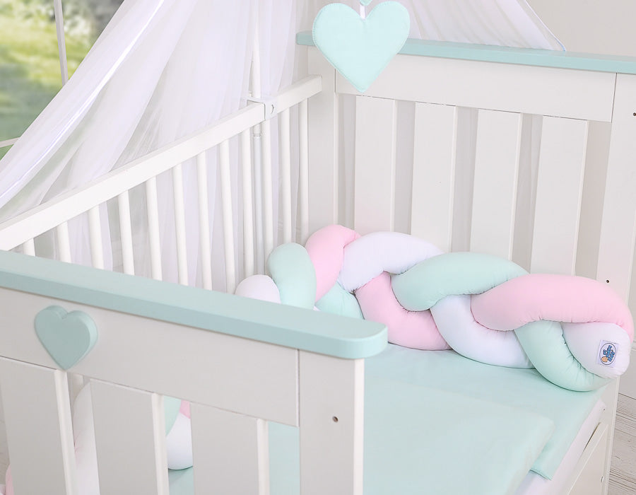 Knot bumper-  white-pink-mint