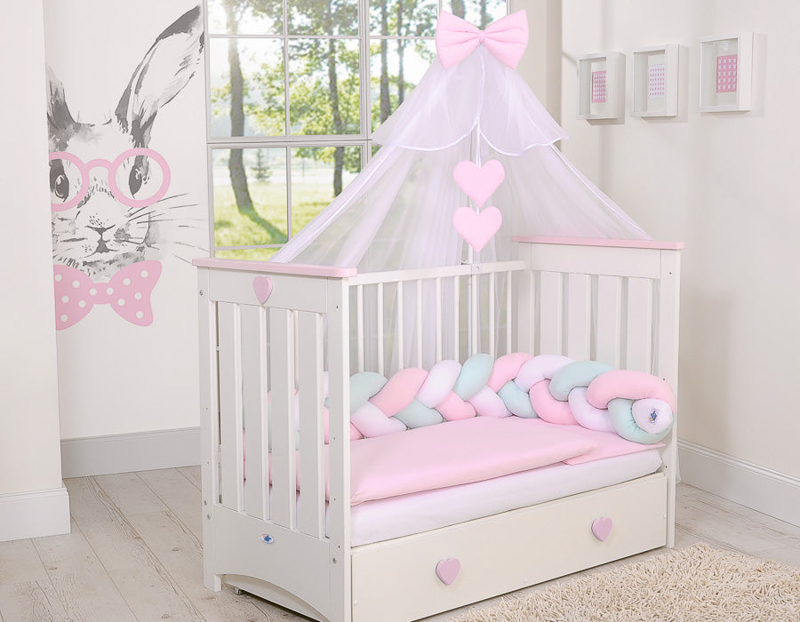 Knot bumper-  white-pink-mint