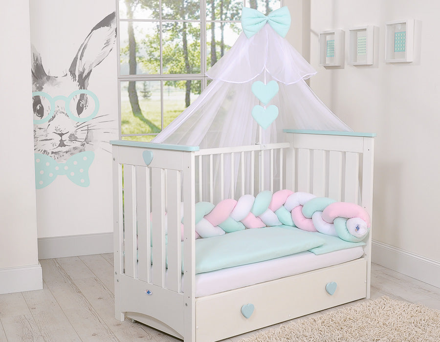 Knot bumper-  white-pink-mint