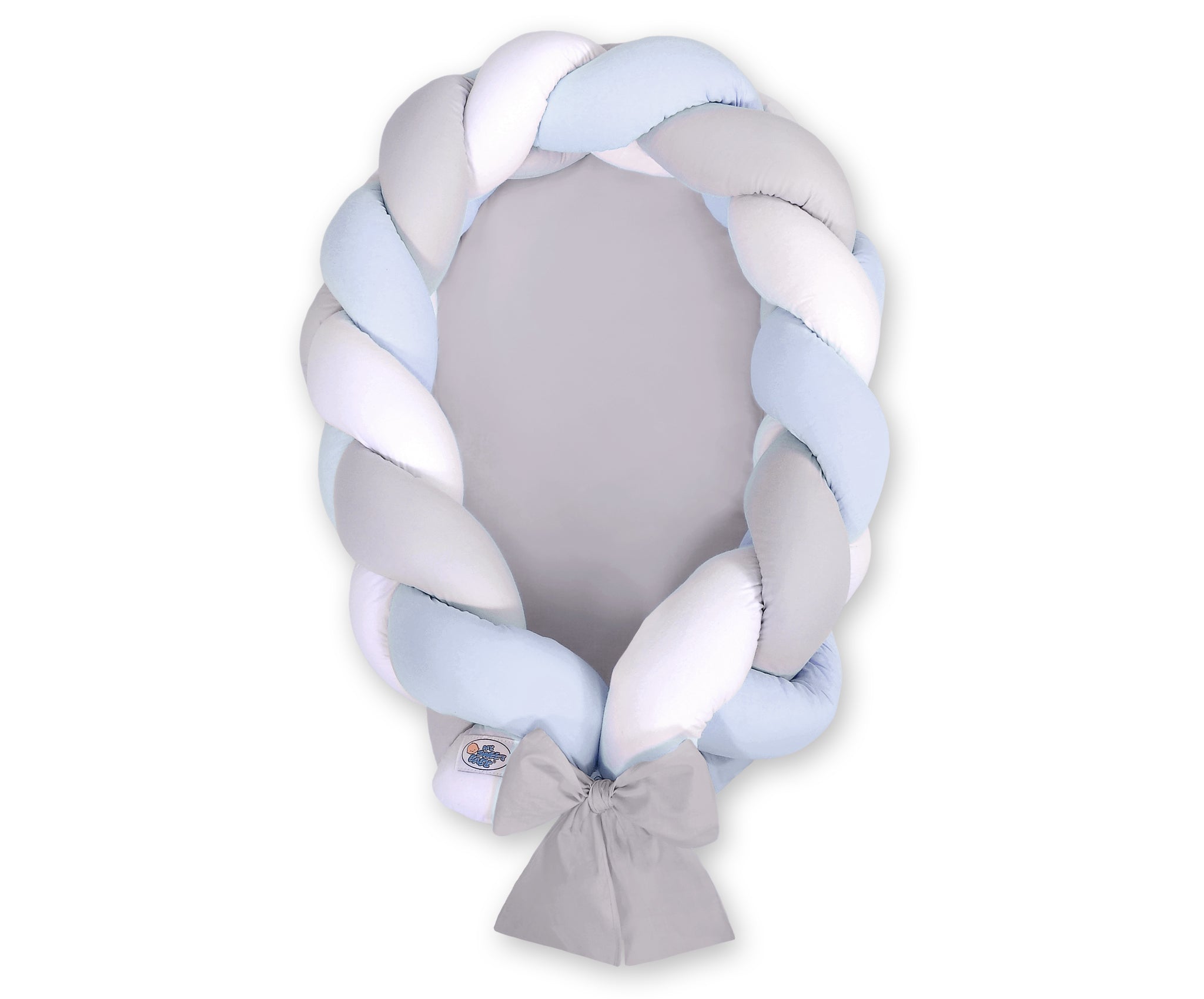 Braided baby nest 2 in 1 - white-gray-blue