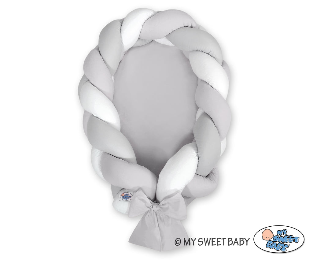 Braided baby nest 2 in 1 - white-gray
