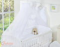 Large mosquito net for baby's bed made of chiffon with hanging hearts and a bow - white