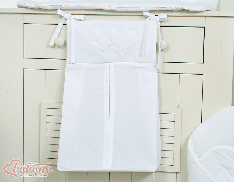 Diaper bag- Hanging Hearts white