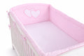 Universal crib rail bumper XXL - Hearts pink
