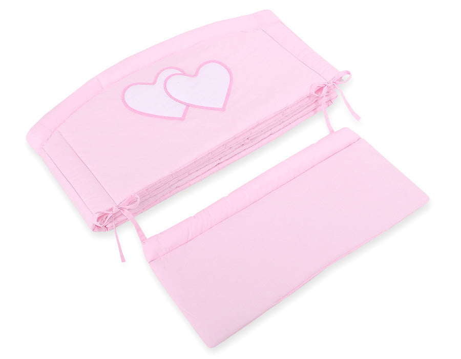 Universal crib rail bumper XXL - Hearts pink